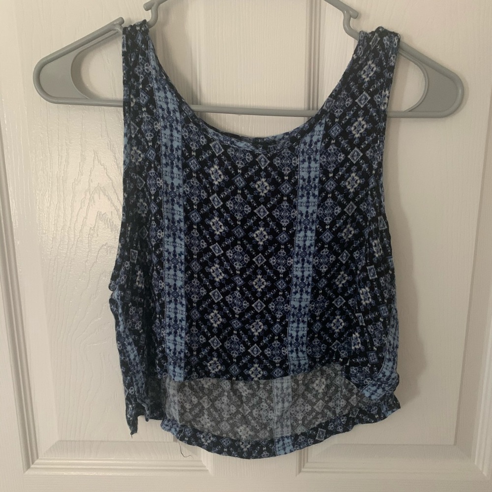 Blue Printed Crop Top - Size S